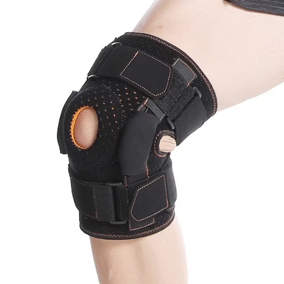 Adjustable Knee Brace with Metal Hinges and Side Stabilizers
